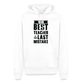 Erreur Sagesse Citations Imperfection Vie - Sweat à capuche Premium bio Homme - blanc - Devant - Nico (187cm)
