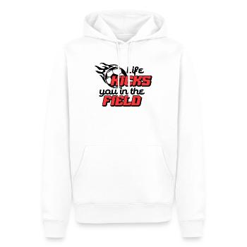 LA VIE ENTRE DANS LE CHAMP - Sweat à capuche Premium bio Homme - blanc - Devant - Nico (187cm)