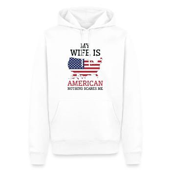 Rien ne me fait peur femme américaine - Sweat à capuche Premium bio Homme - blanc - Devant - Nico (187cm)