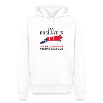 Rien ne me fait peur mari de Caroline du Nord - Sweat à capuche Premium bio Homme - blanc - Devant - Nico (187cm)