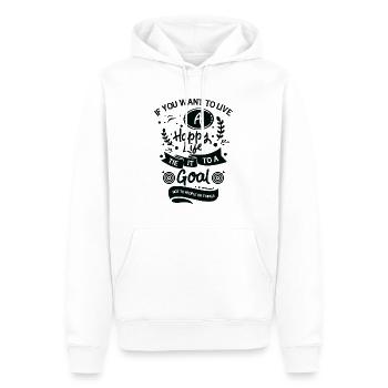 Goal Life Quotes Happy Positive Message - Men’s Premium Organic Hoodie - white - Front - Nico (187cm)