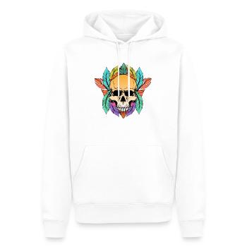 Colorful Skull Feathers Pattern Peace Gothic - Men’s Premium Organic Hoodie - white - Front - Nico (187cm)