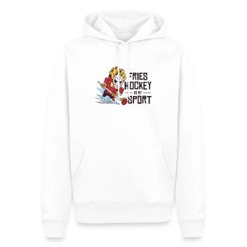 Hockey sur glace Sportif Amateurs de frites Français - Sweat à capuche Premium bio Homme - blanc - Devant - Nico (187cm)