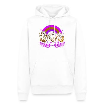 Halloween Shirt, Ghost Rainbow Horror Spooky - Men’s Premium Organic Hoodie - white - Front - Nico (187cm)