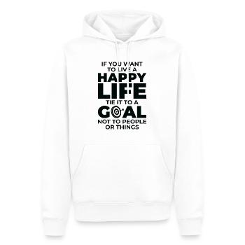 Goal Life Quotes Happy Positive Message - Men’s Premium Organic Hoodie - white - Front - Nico (187cm)