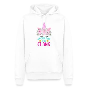Enfant T Shirt 51 Ans Fille Anniversaire Cadeau - Men’s Premium Organic Hoodie - white - Front - Nico (187cm)
