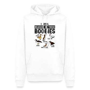 Drôle de collection d’oiseaux de mer en fous de Bassan - Sweat à capuche Premium bio Homme - blanc - Devant - Nico (187cm)
