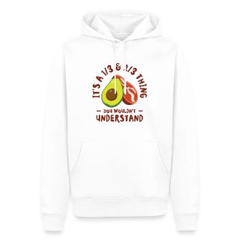 Keto Diet Avocat Fruit Ketogenic Diet Viande - Sweat à capuche Premium bio Homme - blanc - Devant - Nico (187cm)