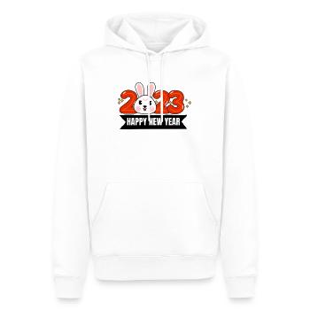 Frohes Neues Jahr, Frohes Neues Jahr, Neues Jahr, Neues Jahr - Männer Premium Bio Hoodie - Weiß - Vorne - Nico (187cm)