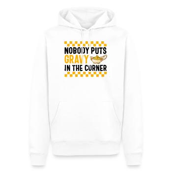 Thanksgiving-Shirt, niemand legt Soße in die - Männer Premium Bio Hoodie - Weiß - Vorne - Nico (187cm)