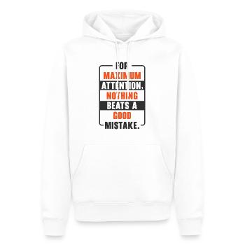 Attention maximale Bonnes erreurs - Sweat à capuche Premium bio Homme - blanc - Devant - Nico (187cm)