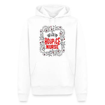 Hospizshirt, Hospizschwester Blument-Tee, - Männer Premium Bio Hoodie - Weiß - Vorne - Nico (187cm)