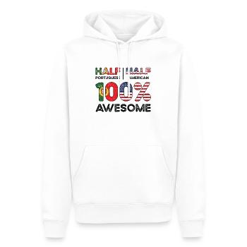 Né portugais Portugal États-Unis - Sweat à capuche Premium bio Homme - blanc - Devant - Nico (187cm)