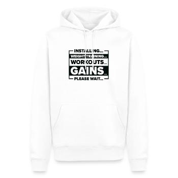 Installieren von Gewichtstraining Gym Lover - Männer Premium Bio Hoodie - Weiß - Vorne - Nico (187cm)