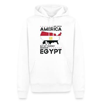 Nés : Egyptien, Egypte, Américain, USA - Sweat à capuche Premium bio Homme - blanc - Devant - Nico (187cm)