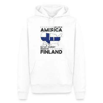 Né finlandais Finlande États-Unis - Sweat à capuche Premium bio Homme - blanc - Devant - Nico (187cm)