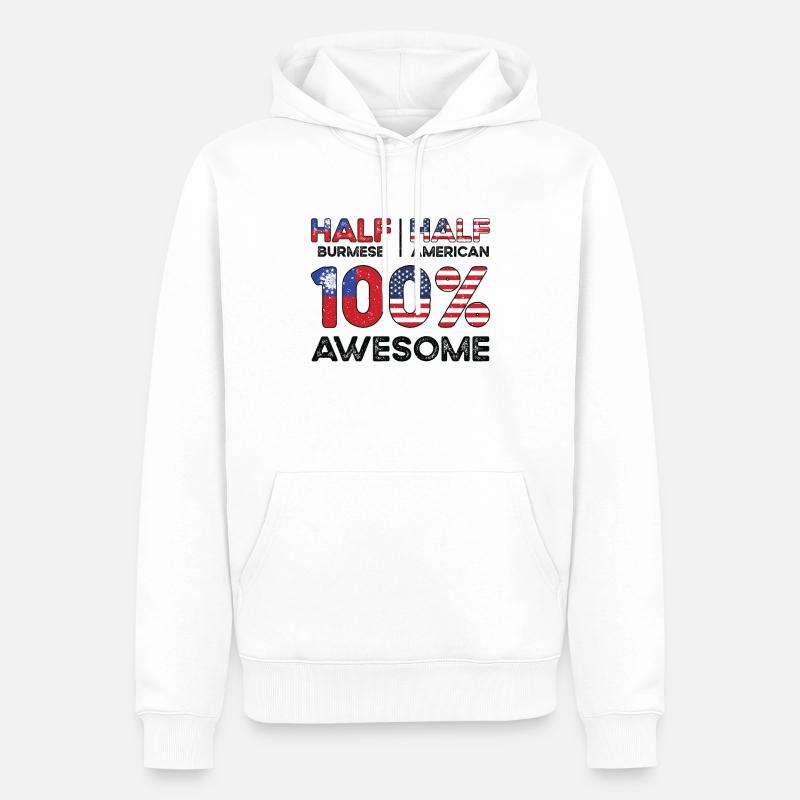 Né Birman Myanmar États-Unis - Sweat à capuche Premium bio Homme - blanc