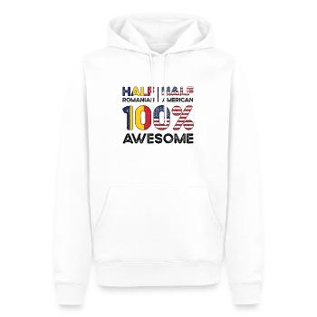 né Roumanie Roumanie États-Unis - Sweat à capuche Premium bio Homme - blanc - Devant - Nico (187cm)