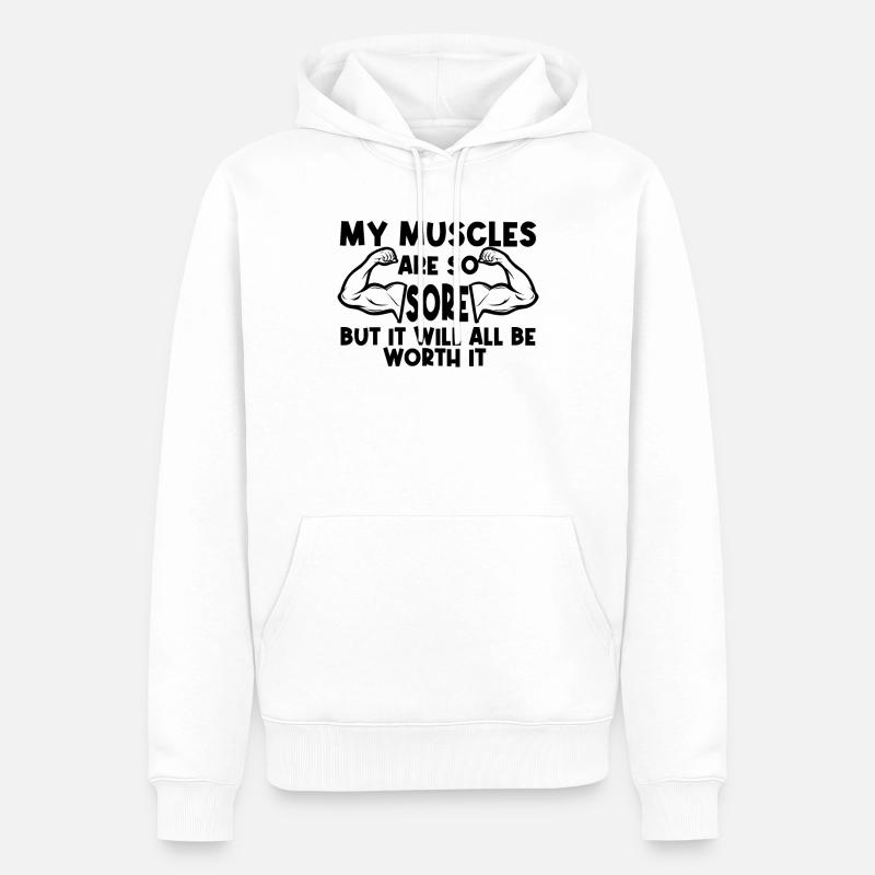 Muscles endoloris Musculation Gym - Sweat à capuche Premium bio Homme - blanc