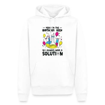 Science Thème Fête d’anniversaire Chimie - Sweat à capuche Premium bio Homme - blanc - Devant - Nico (187cm)