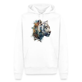 Tiger Tiere Geschenk Mann Kunst Bunt Tiermotiv - Männer Premium Bio Hoodie - Weiß - Vorne - Nico (187cm)