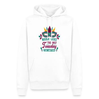 Fête de consommation de bière du mardi gras - Sweat à capuche Premium bio Homme - blanc - Devant - Nico (187cm)