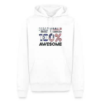 Né Israël Israélien Américain USA - Sweat à capuche Premium bio Homme - blanc - Devant - Nico (187cm)
