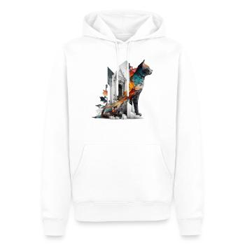 Cat Art Cat Motif Colorful Gift Architecture - Men’s Premium Organic Hoodie - white - Front - Nico (187cm)