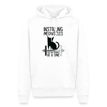 Katze Gewichtheben Haustierbesitzer Installieren - Männer Premium Bio Hoodie - Weiß - Vorne - Nico (187cm)