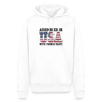 Nés : Français, France, Américain, USA - Sweat à capuche Premium bio Homme - blanc - Devant - Nico (187cm)