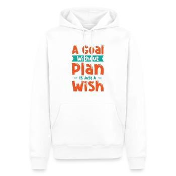 Plan d’objectif Sagesse Citations Typographie Citations de vie - Sweat à capuche Premium bio Homme - blanc - Devant - Nico (187cm)