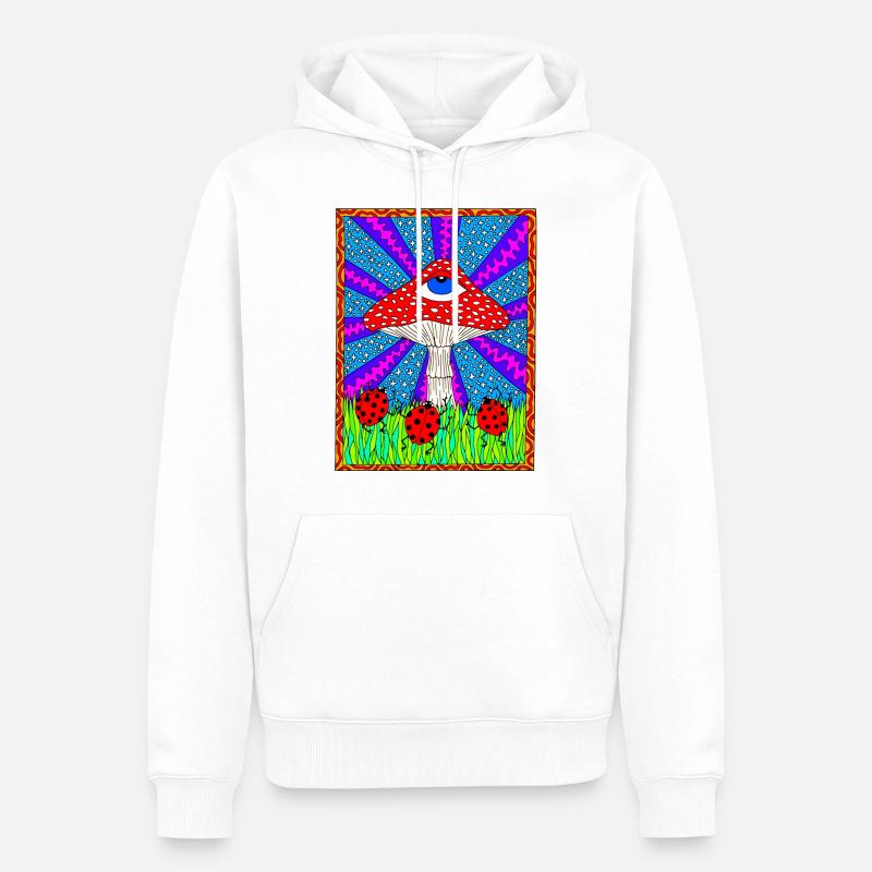 Hippie Magic Toadstool Retro Psychedelic - Men’s Premium Organic Hoodie - white