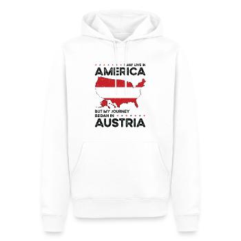 Né: Autriche, Autriche, Américain, États-Unis - Sweat à capuche Premium bio Homme - blanc - Devant - Nico (187cm)