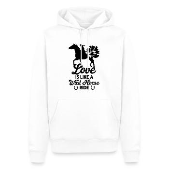 Saint-Valentin Equitation Love Horse Silhouette - Sweat à capuche Premium bio Homme - blanc - Devant - Nico (187cm)