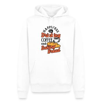 Cuisson au four, Pain, Caféine, Boulanger de pain - Sweat à capuche Premium bio Homme - blanc - Devant - Nico (187cm)