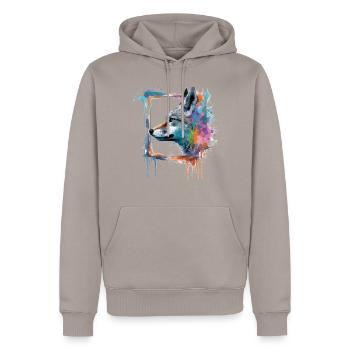Fuchs Tierliebhaber Geschenk Wildtier Tier Motiv - Männer Premium Bio Hoodie - Taupe - Vorne - Nico (187cm)
