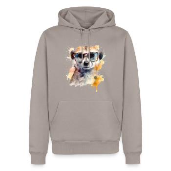 Erdmännchen Geschenk Tier Tiermotiv Sonnenbrille - Männer Premium Bio Hoodie - Taupe - Vorne - Nico (187cm)