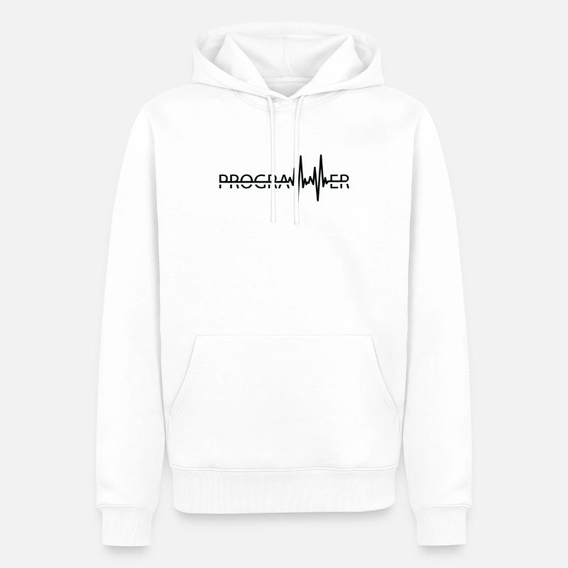 Programmierer Heartbeat Programmierung Coder - Männer Premium Bio Hoodie - Weiß