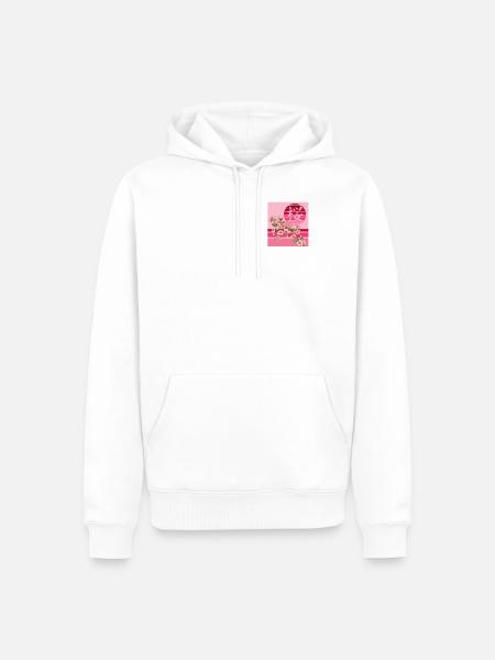 Kirschblüten-Hemd, Sakura-Blumen-Kanji-Tasche - Männer Premium Bio Hoodie - Weiß