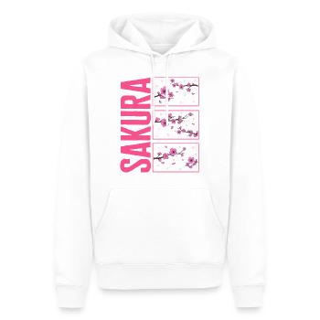 Chemise Cherry Blossom, Sakura Kawaii Pop Culture - Sweat à capuche Premium bio Homme - blanc - Devant - Nico (187cm)