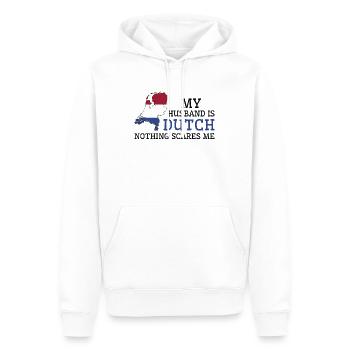 Rien ne me fait peur Ma femme est néerlandaise - Sweat à capuche Premium bio Homme - blanc - Devant - Nico (187cm)