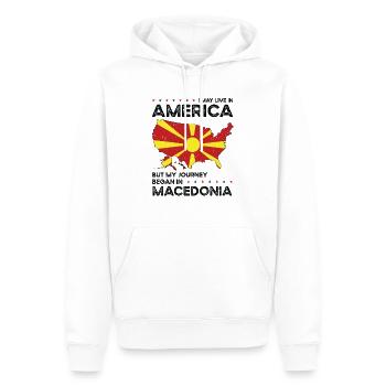 Macédonienne américaine Patriote États-Unis - Sweat à capuche Premium bio Homme - blanc - Devant - Nico (187cm)