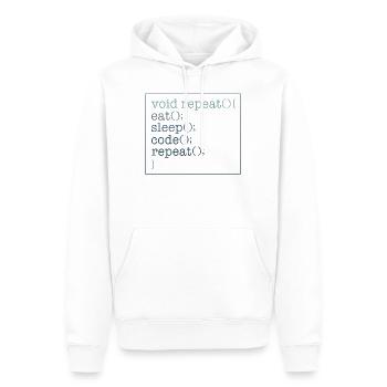 Chemise de programmeur, Void Repeat Eat Sleep Code - Sweat à capuche Premium bio Homme - blanc - Devant - Nico (187cm)