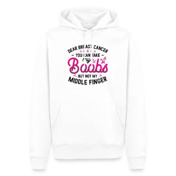 Cancer du sein Pin Bow - Sweat à capuche Premium bio Homme - blanc - Devant - Nico (187cm)
