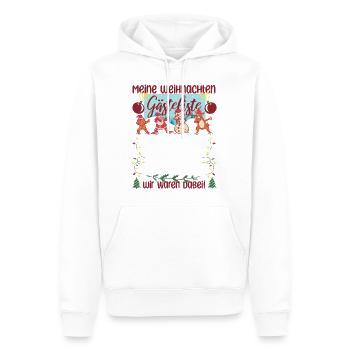 Weihnachten Gästeliste Unterschreiben Party Liste - Männer Premium Bio Hoodie - Weiß - Vorne - Nico (187cm)