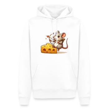 Rat Cupidon Fromage Coeur Saint Valentin Rongeur - Sweat à capuche Premium bio Homme - blanc - Devant - Nico (187cm)