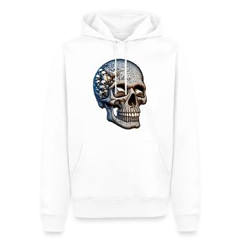 Wordsmith Wisdom Totenkopf Shirt Hommage an die Engländer - Männer Premium Bio Hoodie - Weiß - Vorne - Nico (187cm)