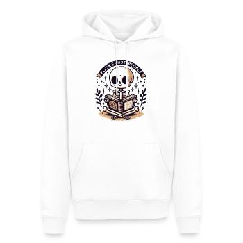 Bücherfreund Skelett Leseliebe - Books not people - Männer Premium Bio Hoodie - Weiß - Vorne - Nico (187cm)