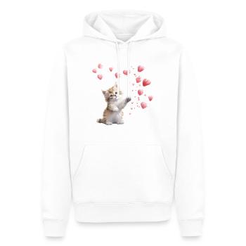 Chaton Pattes Ludiques Saint Valentin Félin Flirt - Sweat à capuche Premium bio Homme - blanc - Devant - Nico (187cm)