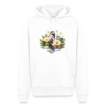 Canard coeur plumes Saint Valentin étang amour - Sweat à capuche Premium bio Homme - blanc - Devant - Nico (187cm)